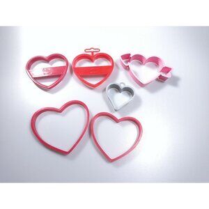 6 Valentine's Day Wedding Hearts Plastic Cookie Cutters